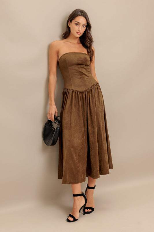 Wild Espresso Faux Suede Midi